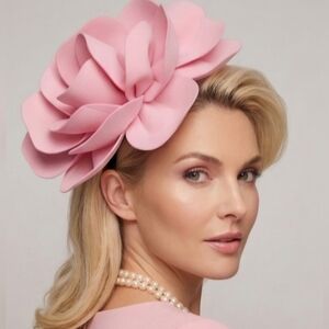 Beloved Millinery Pink Floral Statement Fascinator Women Accessories Tea Derby
